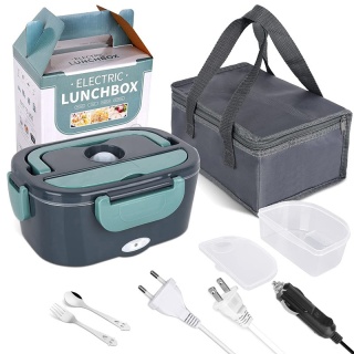 DWiusty Elektryczny pojemnik na lunch 2 w 1, szczelny, przenośny podgrzewacz żywności 1,5/2/2,5 L, pojemnik na lunch do mikrofalówki z pojemnikiem ze stali nierdzewnej