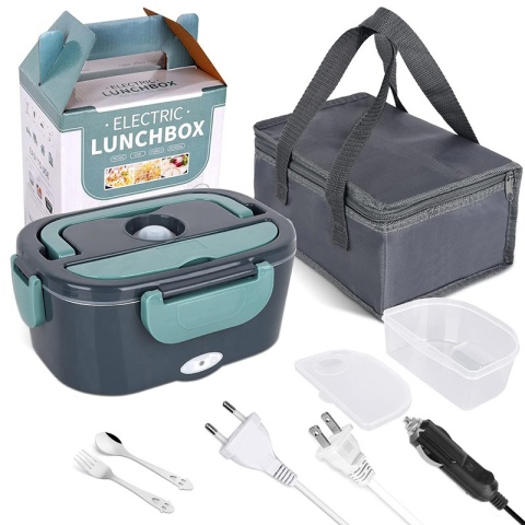 DWiusty Elektryczny pojemnik na lunch 2 w 1, szczelny, przenośny podgrzewacz żywności 1,5/2/2,5 L, pojemnik na lunch do mikrofalówki z pojemnikiem ze stali nierdzewnej